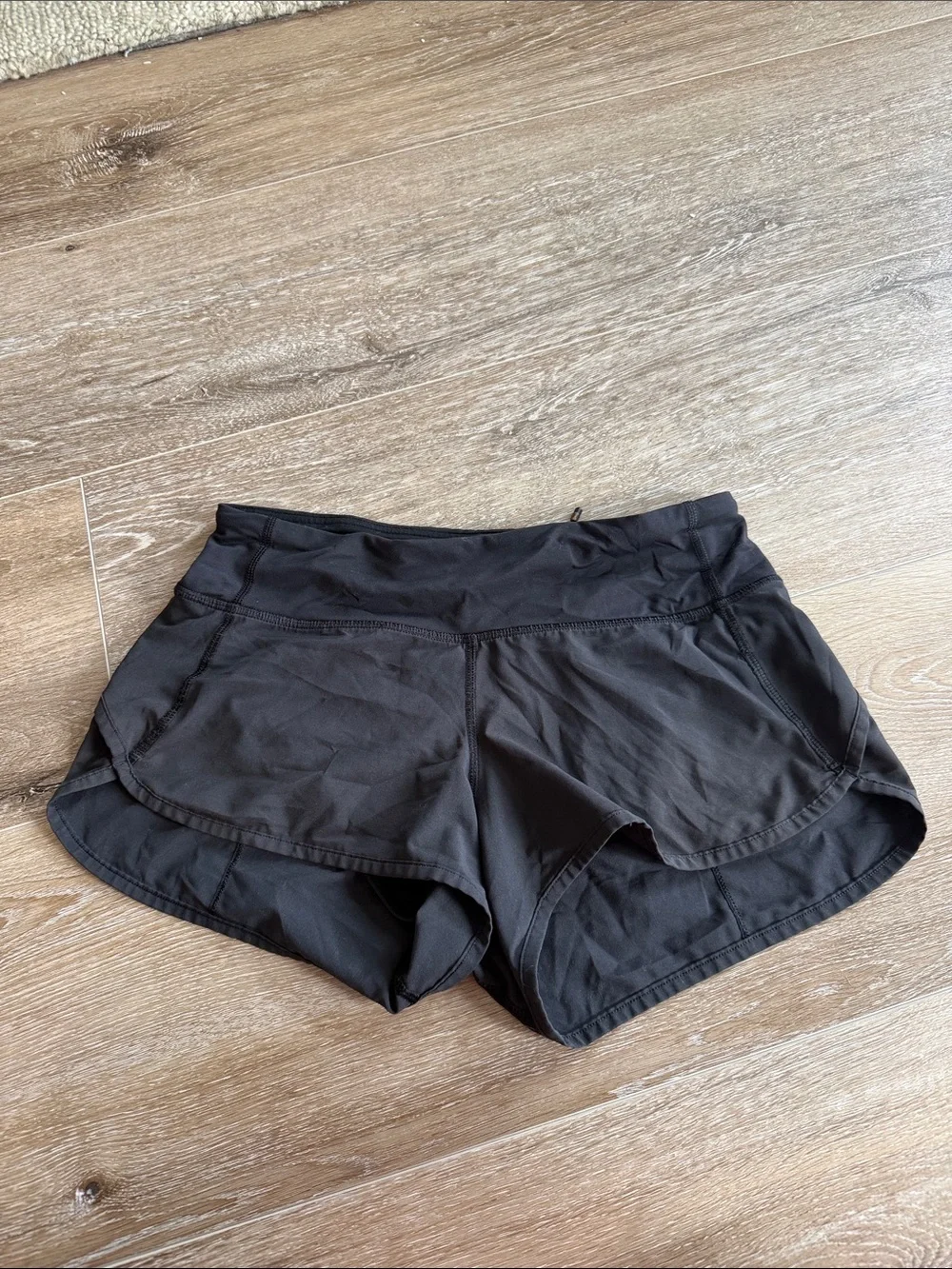 lululemon athletica Black Athletic Running Shorts with Curved Hem